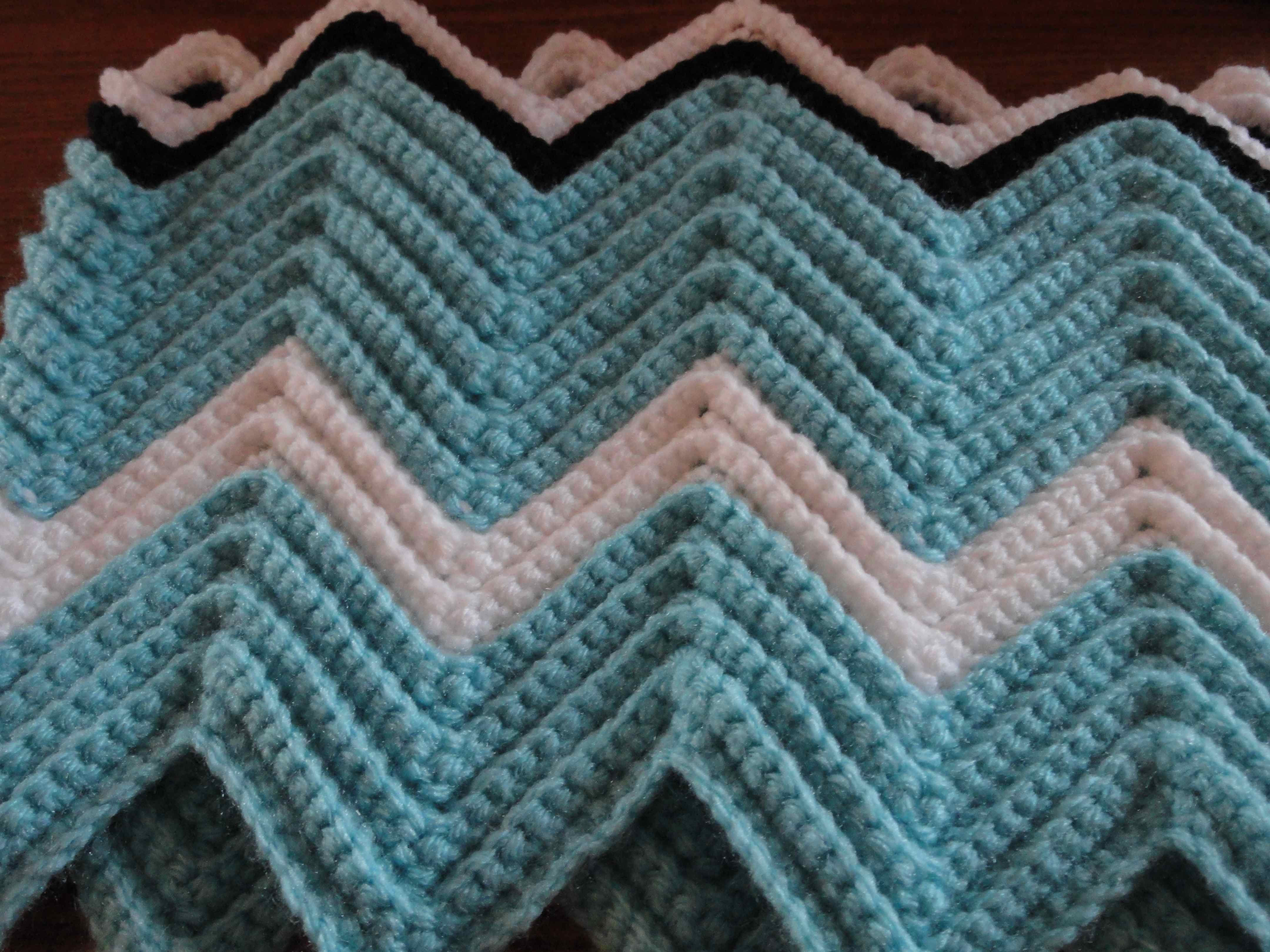 Crochet Zig Zag Pattern Crochet Getting Cut From The Team Yarnchick mycrochetescom Hand crocheted afghan with zig zag pattern multi color