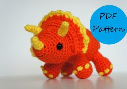 Dinosaur Crochet Patterns Pdf Crochet Amigurumi Pattern Triceratops Dinosaur Etsy